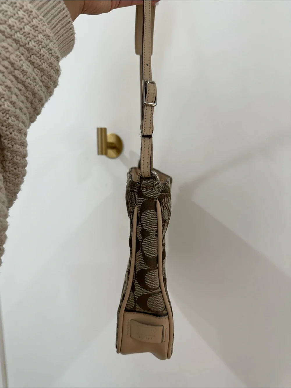Coach Monogram Shoulder Bag in Brown and Tan